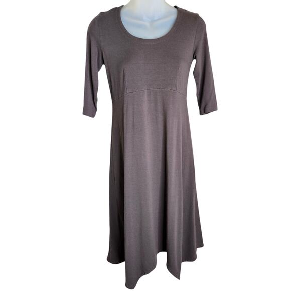 Eileen Fisher Petite XS PP Knit Dress Brown Jersey Scoop Neck Minimalist Luxe - Picture 1 of 5